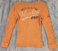 Harley Davidson 1903 Shirt Women Small Orange Distressed Pearl Snap Moto... - £40.35 GBP