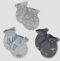 Gerber Baby Boy Mittens, Size 0-3M, Qty 3, Forest, Fox, Trees, Stripes - £6.23 GBP