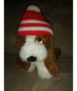 Jerry Elsner Co 9&quot; Dog Plush Brown White Beagle? Hound? Red &amp; White Stri... - £23.70 GBP