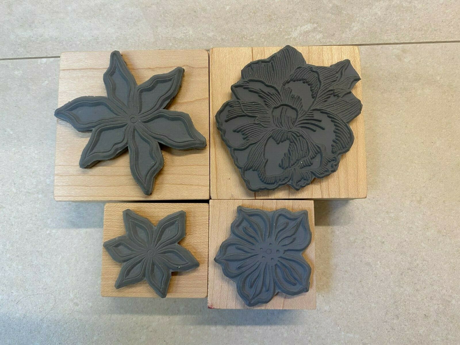 NEW MAGENTA WOOD MOUNTED NEW RETIRED FLOWER STAMPS BUY MORE & SAVE Item image 2