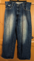 VTG Avirex Jeans Mens 38x32 Dark Blue Distressed Denim Baggy Y2K Skater Wide Leg - £17.33 GBP