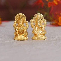 Metal Laxmi Ganesh Idol Set - Gold Plated Statue for Diwali Decoration - £26.40 GBP