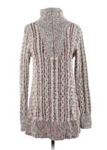 Soft Surroundings Women XS 1/4 Cotton Wool Pull Over Sweater Cable Knit Red Tan - £26.85 GBP