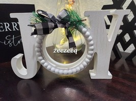 Christmas Black White JOY Wooden tabletop sign decor - $19.79