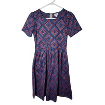 LuLaRoe Amelia Women&#39;s Medium Dress Geometric Print A-Line Dress Pleated Pockets - £19.91 GBP