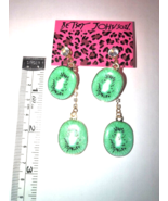 Betsey Johnson Green Kiwi Slice Dangle Earrings - $12.43 CAD
