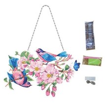 5D DIY Floral Blue Birds Hanging Diamond Painting Art Kit Crystal Embroi... - $16.99