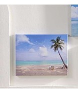Palm Tree Beach Print Framed Stretched Canvas UV Protection 20&quot; long x 1... - £25.80 GBP