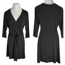 AGB Classy Black Dress ~ V-Neck ~ 3/4 Sleeves ~ Sz L ~ Knee Length ~ Str... - £17.47 GBP