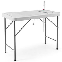 Folding Fish Cleaning Table with Sink and Faucet for Dock Picnic - Color... - £104.25 GBP