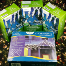 Christmas Lights 4 Boxes 300 Clear White Icicle Strands and 3 Boxes 100 ... - £7.58 GBP