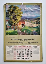 1951 antique Mt PLEASANT FIRE Co No1 CALENDAR bernville pa wall advertis... - £22.54 GBP