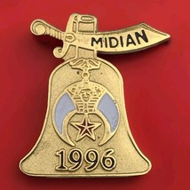 Midian Shriners Vintage Pin Gold Tone 1996 Enamel Masons Fraternal Masonic Bell - $8.95