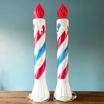 Union Products Blow Mold Red White BLUE 36” Striped Candle Pair Bulbs Te... - £199.83 GBP