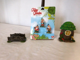 Miniature Fairy &amp; Garden Green House Figurines Bridge , 5 Piece Set NEW - $188.49 MXN