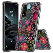 For Tcl 20 Xe 5087Z - Hard Premium Tpu Rubber Case Cover Clear Red Blue Flowers - £13.31 GBP