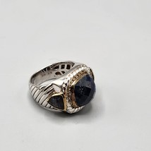 Navy Blue Stone Cocktail Ring Square Faceted Size 9 Sterling Silver ADI 925 - £26.14 GBP