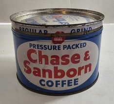 Vintage Empty Chase &amp; Sanborn Coffee Regular Grind Tin Can Prop Display - $18.81