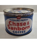 Vintage Empty Chase &amp; Sanborn Coffee Regular Grind Tin Can Prop Display - £14.79 GBP