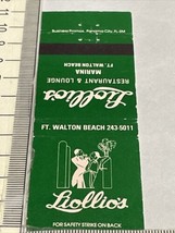 Vintage Matchbook Cover  Liollio’s  Restaurant &amp; Lounge FT Walton Beach, FL  gmg - £9.54 GBP