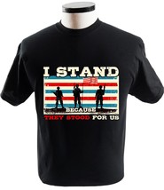 I Stand T Shirt Salute The Flag Military Veteran Army Navy Air Force Marine - £13.54 GBP+