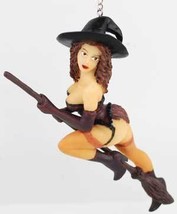 Sexy Fantasy Hanging Flying Witch on Broom Figurine Collectable New! - £38.32 GBP