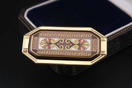 Vintage Michaela Frey Wien Enamel Brooch | Greek Key Design | Gilded Clo... - $1,117.91 MXN