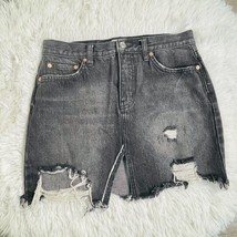 Free People Distressed Faded Black Jean Skirt Size 26 - £21.76 GBP