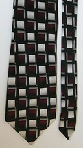  KNIGHTSBRIDGE 100% Silk Tie Black Burgundy Silver Geometric Pattern - £10.60 GBP