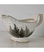 Gravy Boat Grace Teaware Christmas Tree Forest Silver Gold Trim Footed New - $33.78 CAD