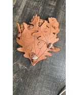 Clay Hanging Wall Vase With Leaves And Elves Signed Handmade - $46.05 CAD