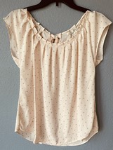 Lc Lauren Conrad Pleated Top Size: Small New Ship Free Pink With Gray Polka Dots - £63.53 GBP