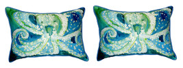 Pair of Betsy Drake Octopus Small Pillows 11 Inch X 14 Inch - £54.75 GBP