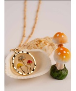 Mushroom Round Necklace, Gift For Her, Jewelry, Pretty and Shabby - $39.90