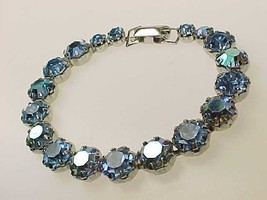Weiss Signed Blue Rhinestone Bracelet - 8 1/2 Inches - Stunning!!! - Free Ship - £71.94 GBP