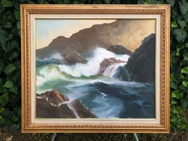 PACIFIC COAST Original 1960s SEASCAPE MODERN IMPRESSIONIST MYSTERY ARTIS... - £784.56 GBP