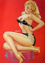 PETER DRIBEN PIN-UP GIRL POSTER FIRE HOT IN SEXY BLACK BIKINI! 8.5 x11 H... - $14.49