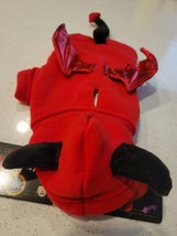Pet Halloween Hoodie Costume XS &quot;Red Devil&quot; Brand New Red &amp; Black Horns &amp; Tail - £11.98 GBP