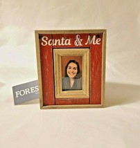 Foreside Home and Garden 2&quot; x 3&quot; Santa &amp; Me Photo Frame Rustic Red Wood Planks - £11.77 GBP