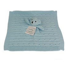 Baby Mode Cable Knit Lovey Blanket Blue Elephant 15.5&quot; x 15&quot; New - £11.95 GBP