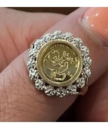 2Ct Round Lab Created Diamond Womens Panda Bear Coin Ring 14K Yellow Gol... - £146.51 GBP
