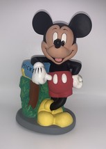 Vintage Mickey Mouse w/ Mailbox Hard Plastic PVC Coin Piggy Bank Disney 8&quot; Tall - £14.62 GBP
