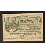 Austria Gutschein Gemeinde WINKLARN in Nieder-Österreich 10 heller 1920 ... - £3.92 GBP