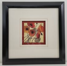 Pumpkin Poppies - Shirley Novak Print 5-3/4 x 5-3/4 Signed Framed Matted... - $39.49 CAD