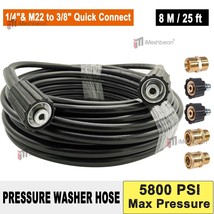 Pressure Washer Hose 5800PSI 25 FTX1/4&quot;,M22 14mm to 3/8&quot; Quick Connect C... - $49.99