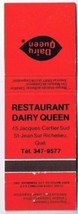 ST JEAN SUR RICHELIEU Matchbook Dairy Queen Restaurant Eddy Match - $1.97