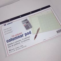 Adams 10 Column columnar pad Analysis Pad 50 Pages Green 8.5x14" ABFACP1... - $12.00