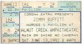 JIMMY Buffett Ticket Stub Giugno 13 1992 Raleigh North Carolina - £30.57 GBP