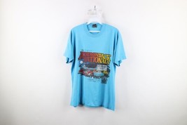 Vintage 90s Mens Size Large Faded Adirondack Nationals Hot Rod T-Shirt Blue USA - £35.57 GBP