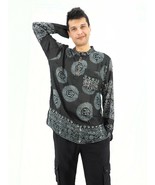 Men&#39;s Handmade Casual Hippie Boho Cotton Shirt Size S-M-L-XL Black Fast ... - $34.95